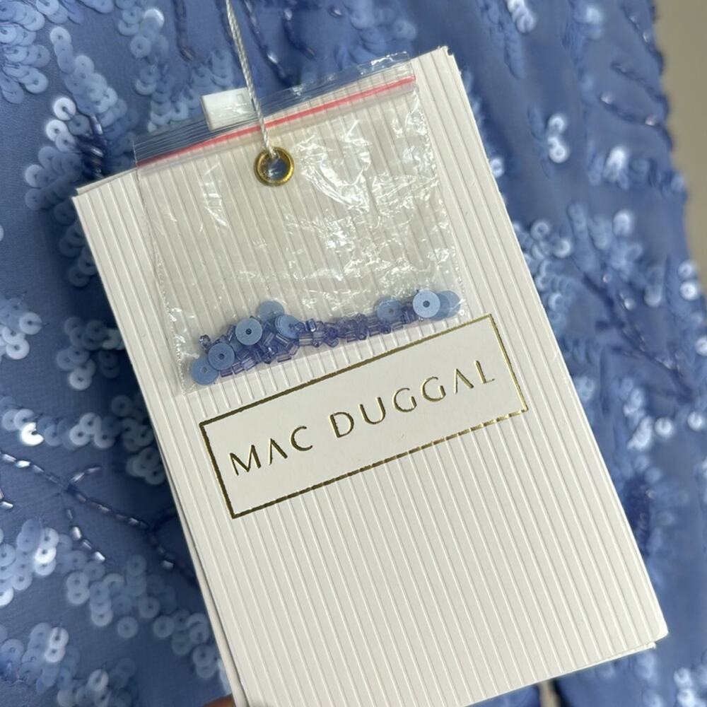 NWT MAC DUGGAL 93595 Periwinkle Floral Sequin Embellished High Neck Dress Womens - Picture 4 of 13